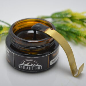 Sundried Himalayan Shilajit packed in a jar.