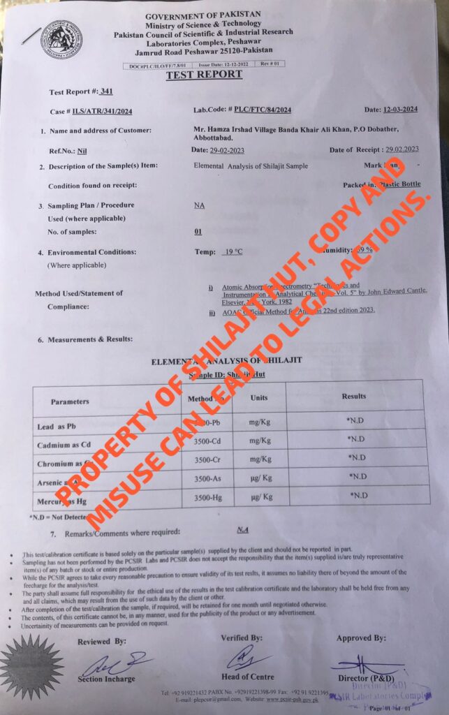 Shilajit Lab Report