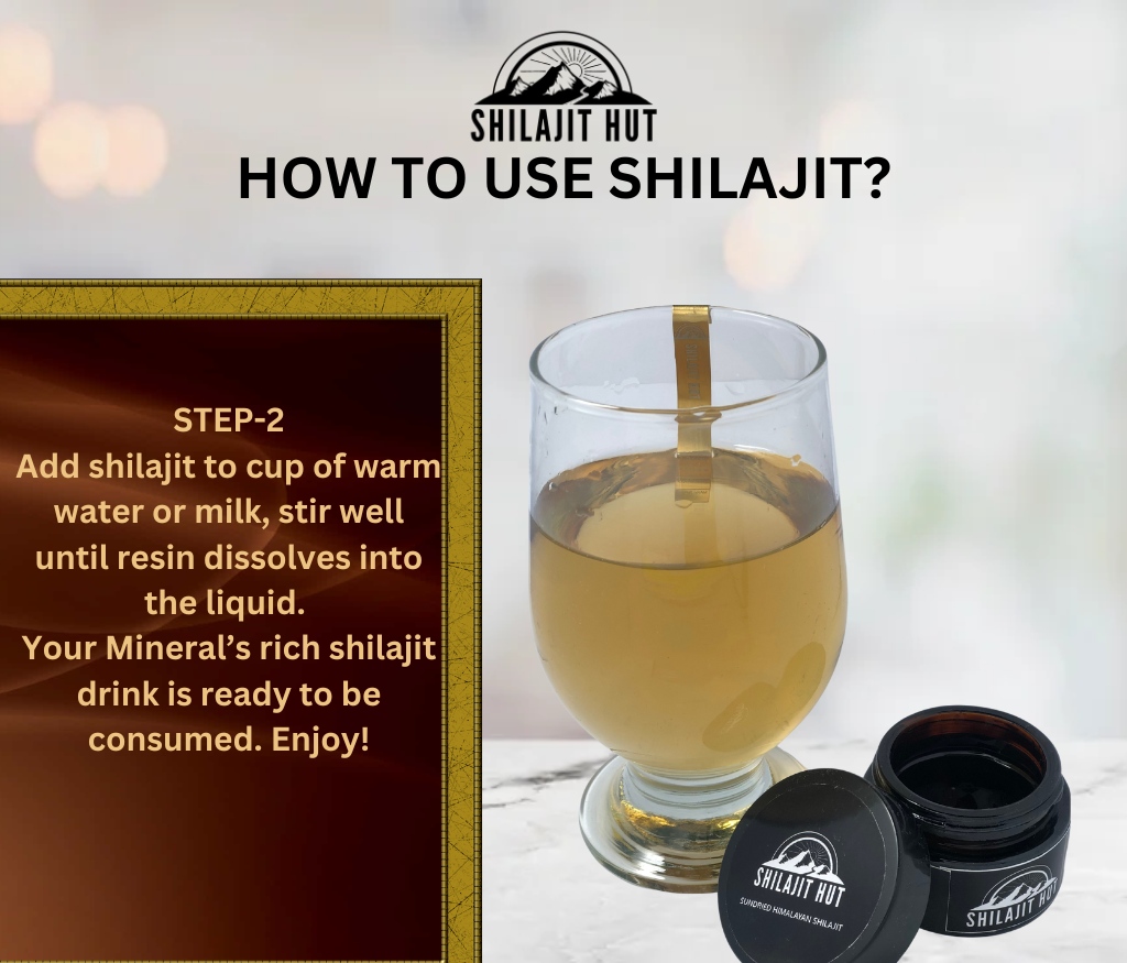 The image explains the second step of how to take shilajit.